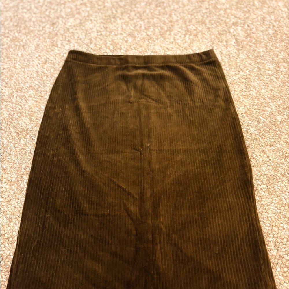 J. Jill Brown Ribbed Midi Skirt Casual